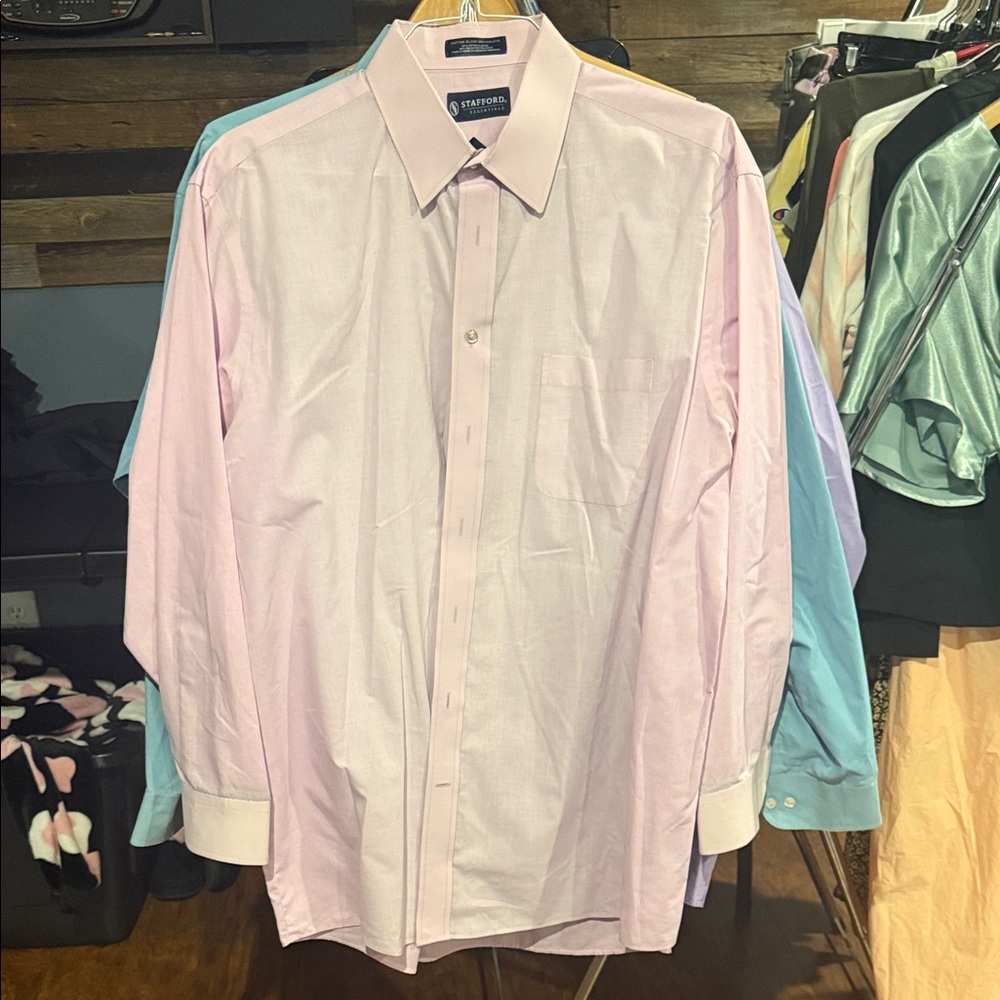 Stafford Pink Men's Dress Shirt with Point Collar